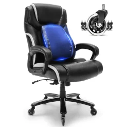 Fotel biurowy gabinetowy Ergonomiczny z podnóżkiem skórzany regulowany