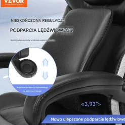 Fotel biurowy gabinetowy Ergonomiczny z podnóżkiem skórzany regulowany