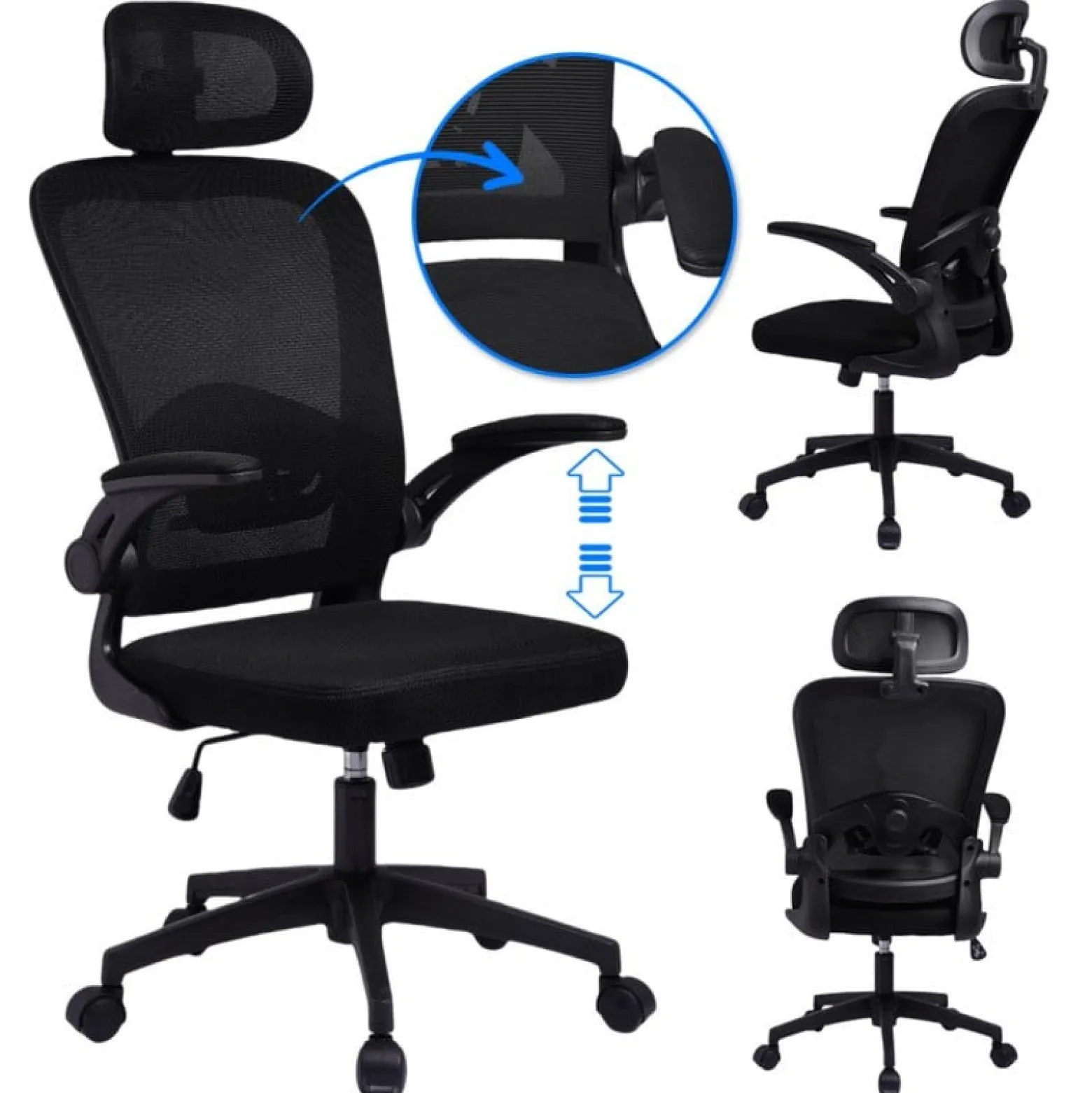 Fotel biurowy obrotowy Mistral Black mikrosiatka do biurka KO28CZ