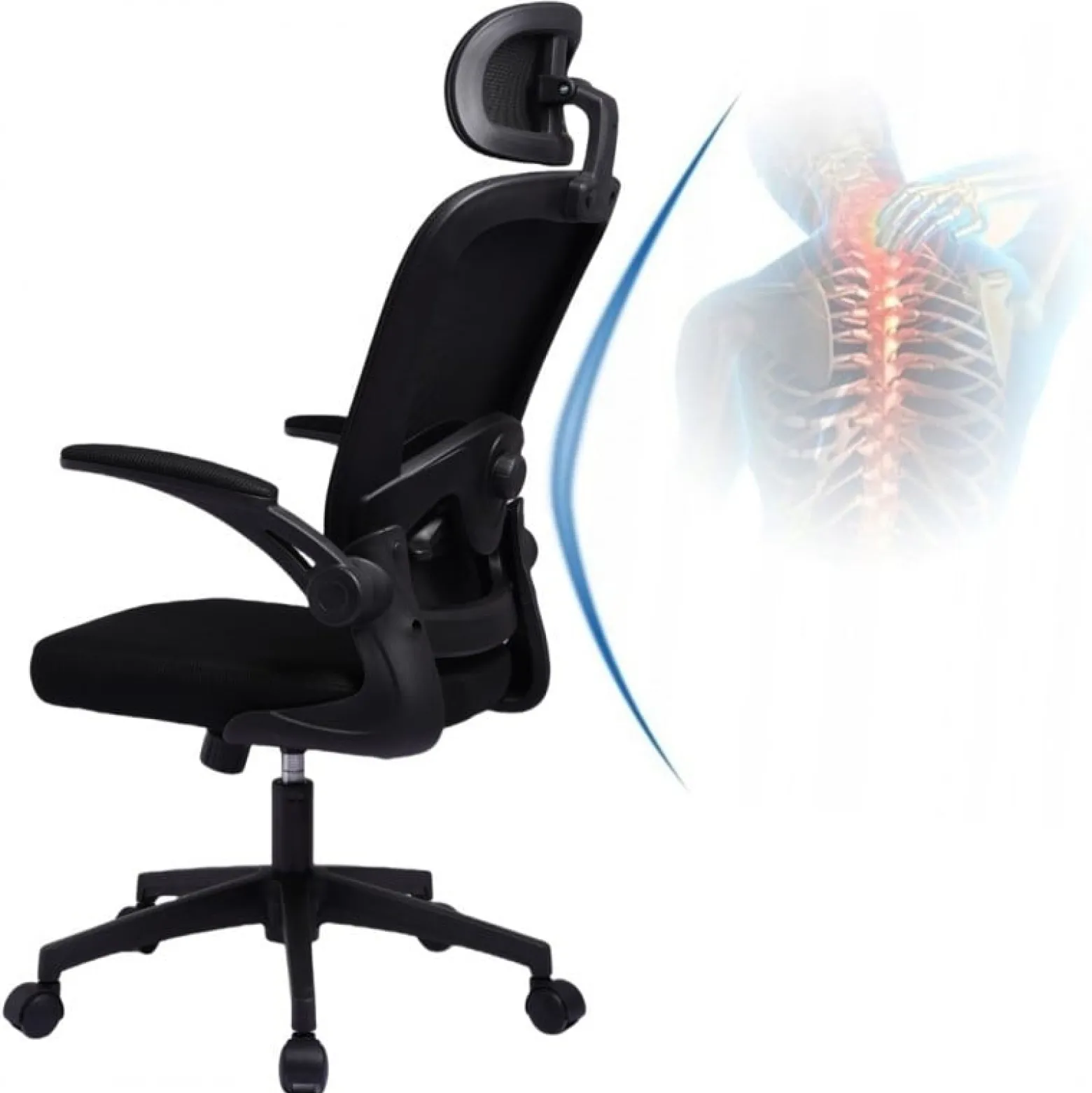 Fotel biurowy obrotowy Mistral Black mikrosiatka do biurka KO28CZ