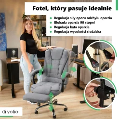 Fotel biurowy obrotowy z podnóżkiem di volio Baldo - Ciemnoszary