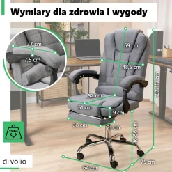 Fotel biurowy obrotowy z podnóżkiem di volio Baldo - Ciemnoszary