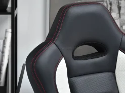 Fotel-Biurowy Racer-3-Redline Biały Skóra-Eko, Podstawa Szary