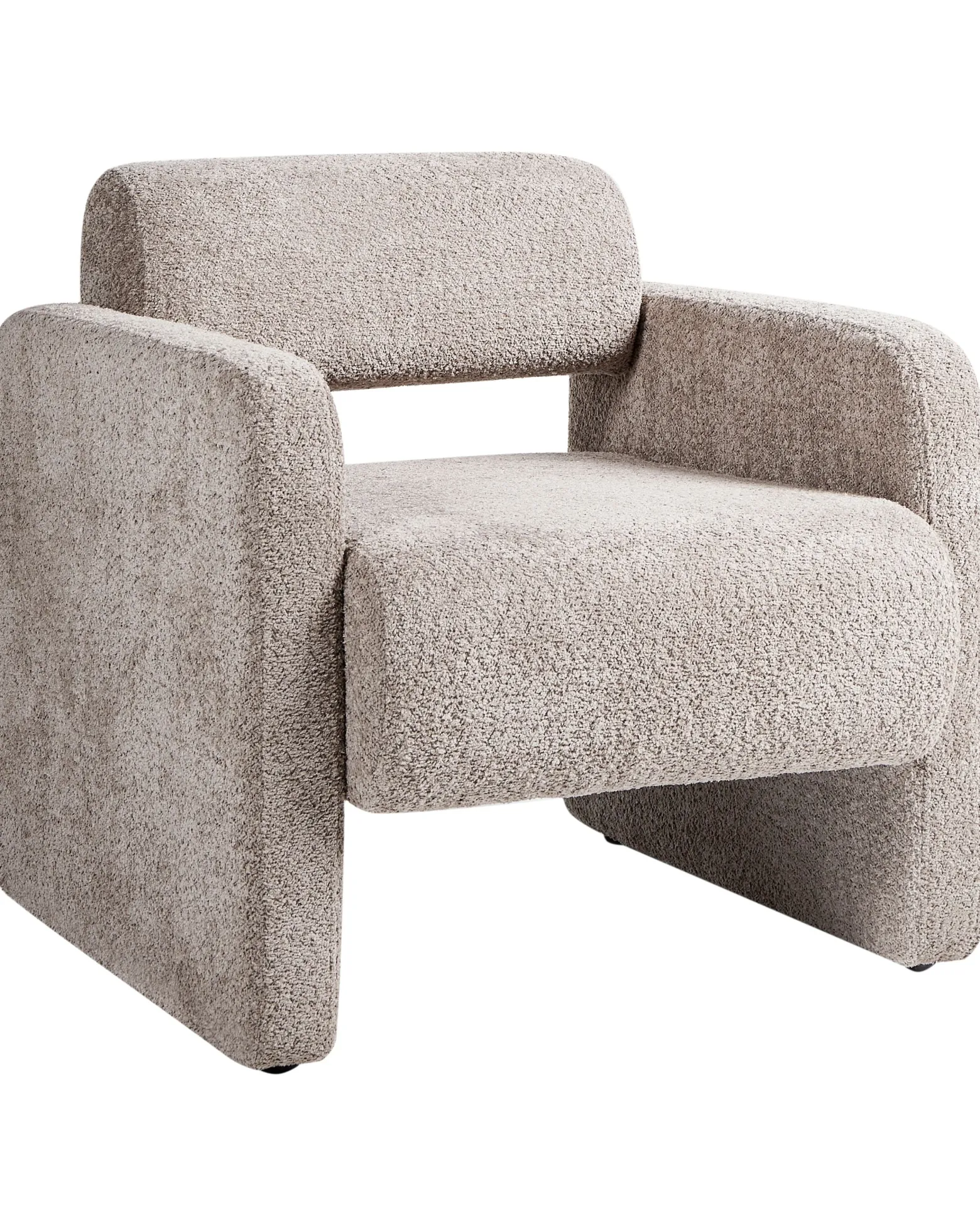 Fotel boucle w stylu retro beżowy