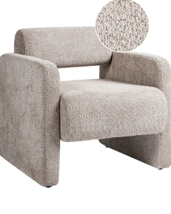 Fotel boucle w stylu retro beżowy