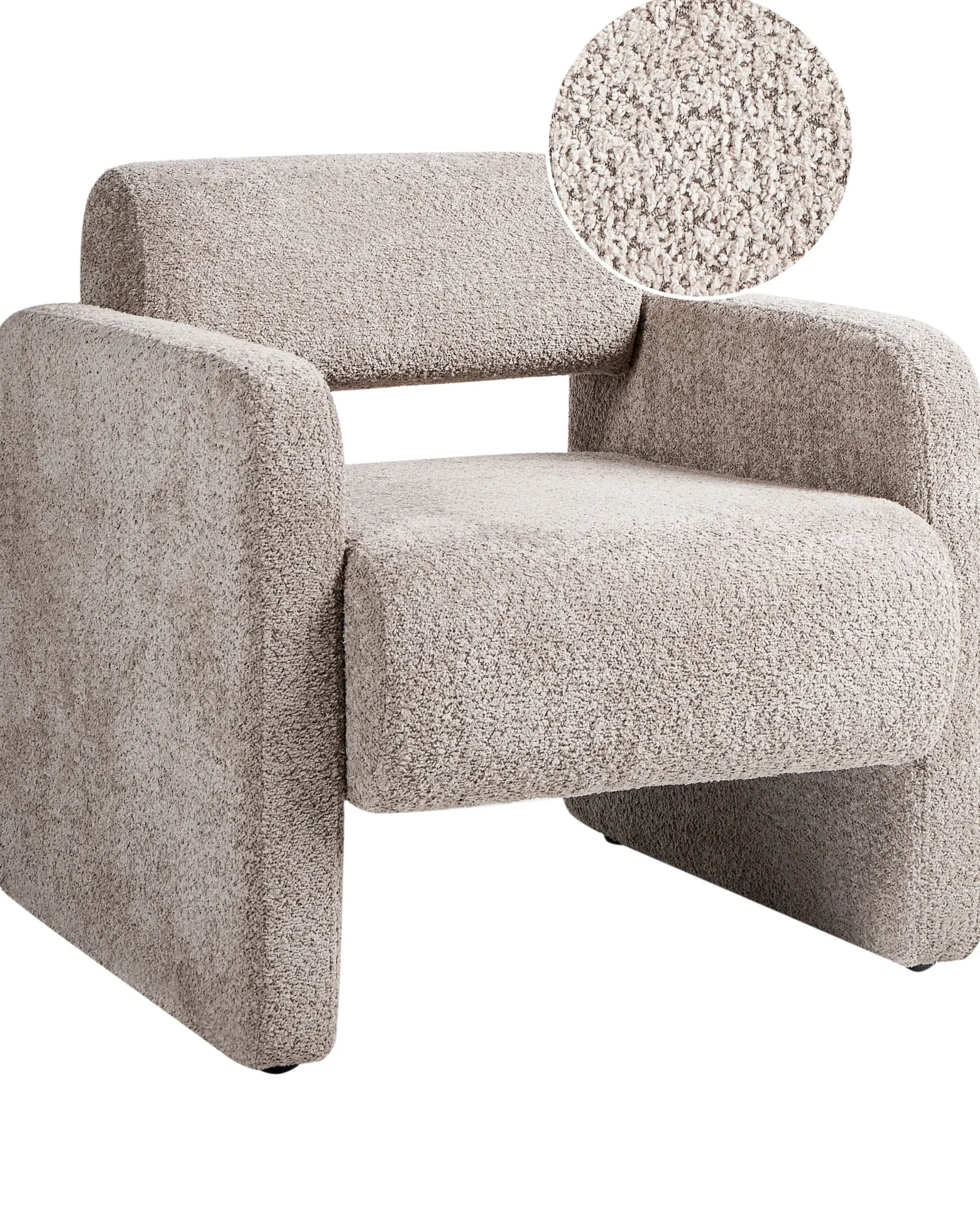Fotel boucle w stylu retro beżowy