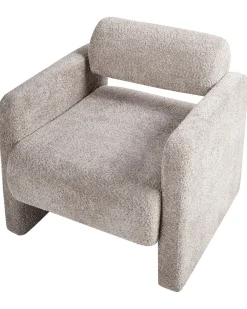 Fotel boucle w stylu retro beżowy