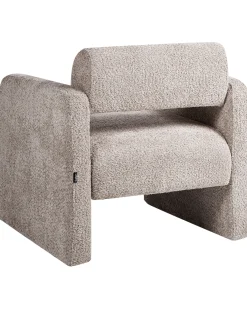 Fotel boucle w stylu retro beżowy