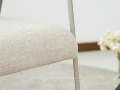 Fotel Elia beżowy tkanina dąb, podstawa beż
