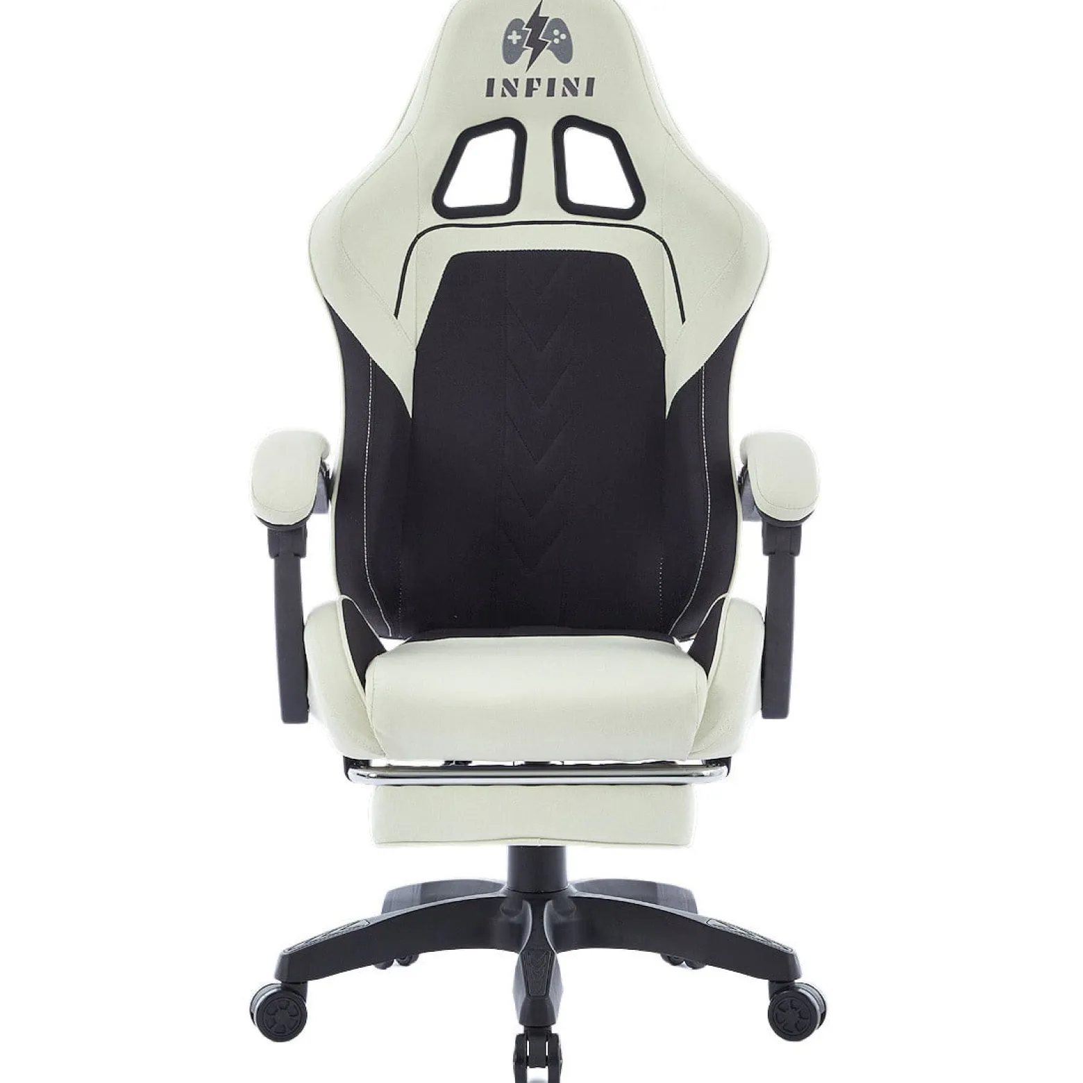 Fotel Extreme gamingowy z podnóżkiem oddychający ThrustX Black-Cream
