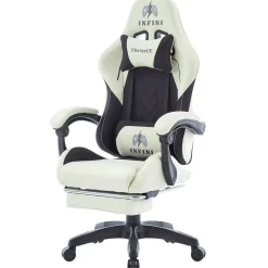Fotel Extreme gamingowy z podnóżkiem oddychający ThrustX Black-Cream