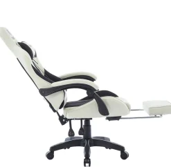Fotel Extreme gamingowy z podnóżkiem oddychający ThrustX Black-Cream