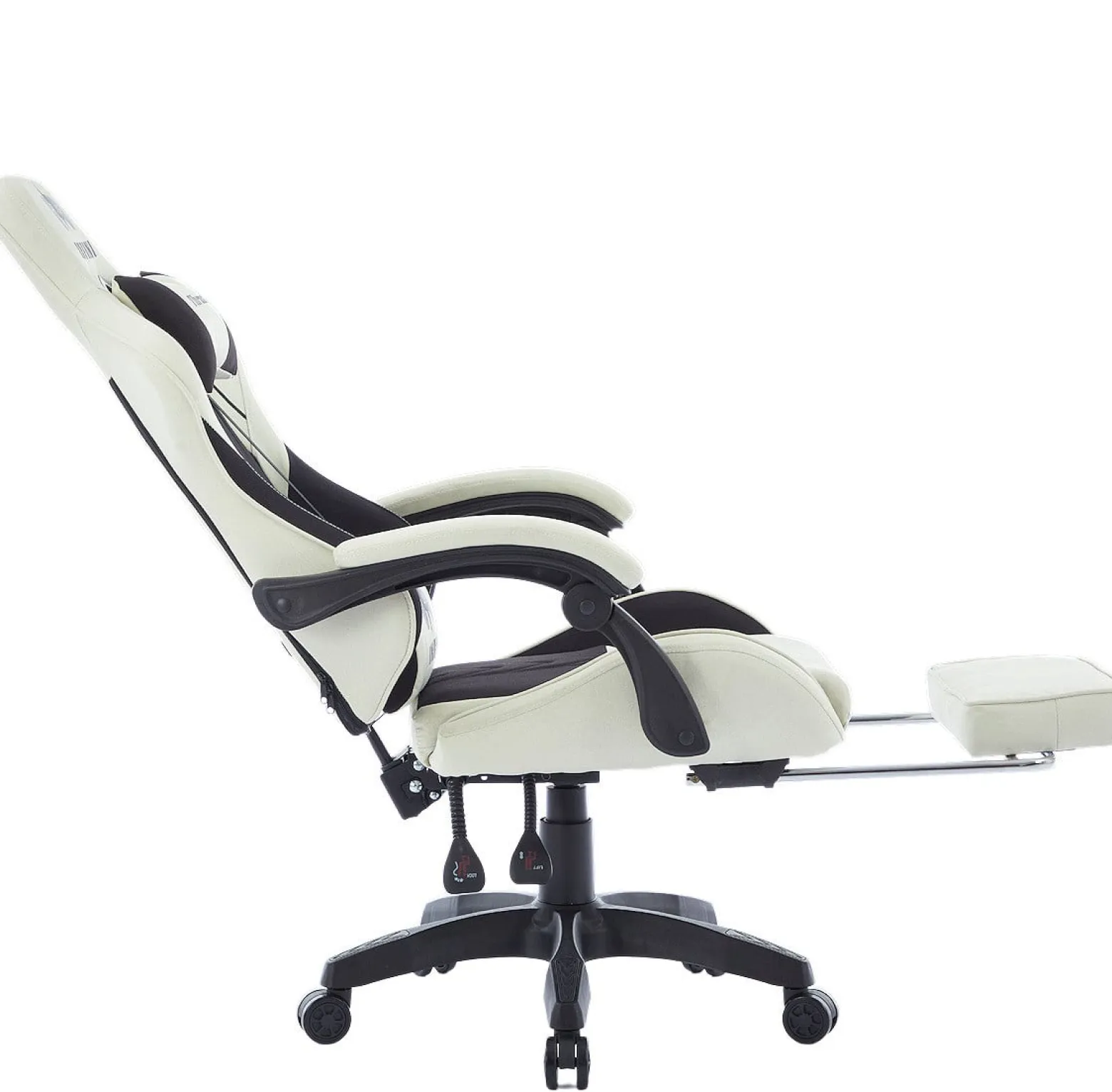 Fotel Extreme gamingowy z podnóżkiem oddychający ThrustX Black-Cream