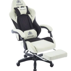 Fotel Extreme gamingowy z podnóżkiem oddychający ThrustX Black-Cream