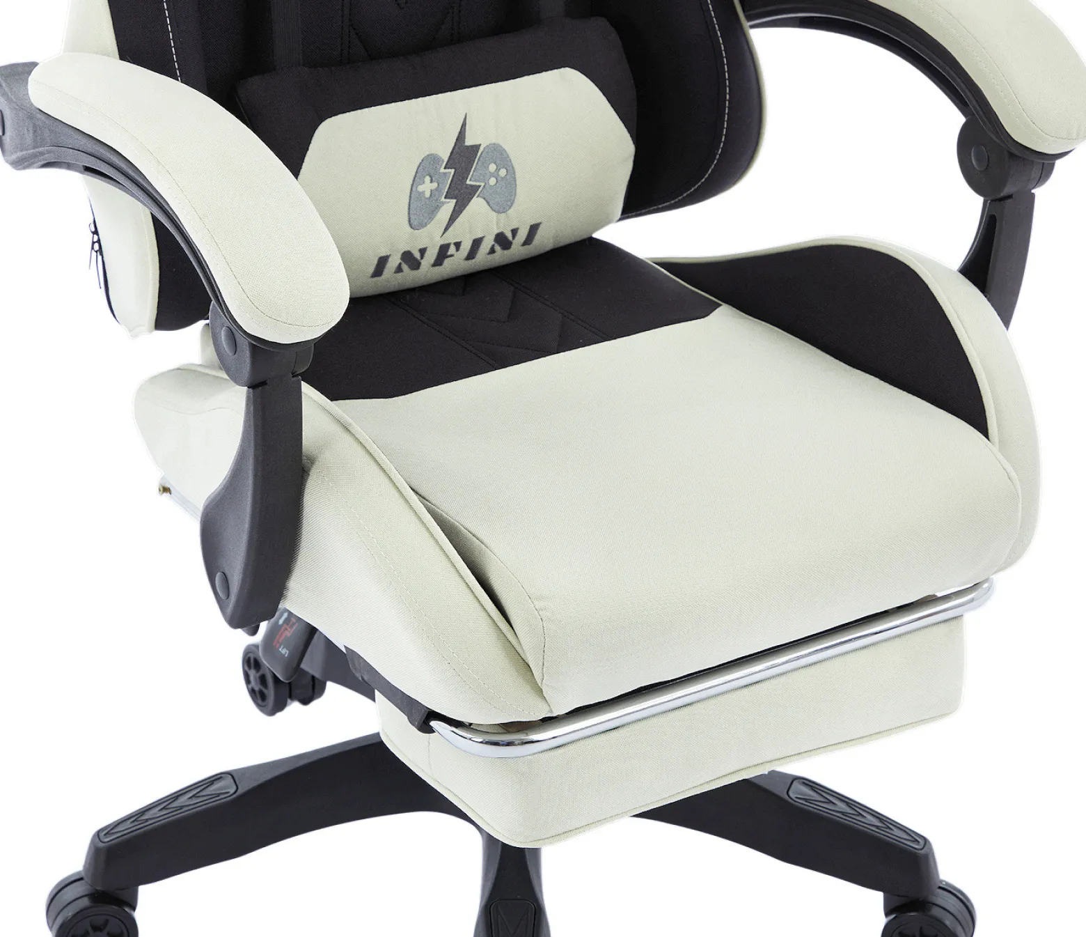 Fotel Extreme gamingowy z podnóżkiem oddychający ThrustX Black-Cream