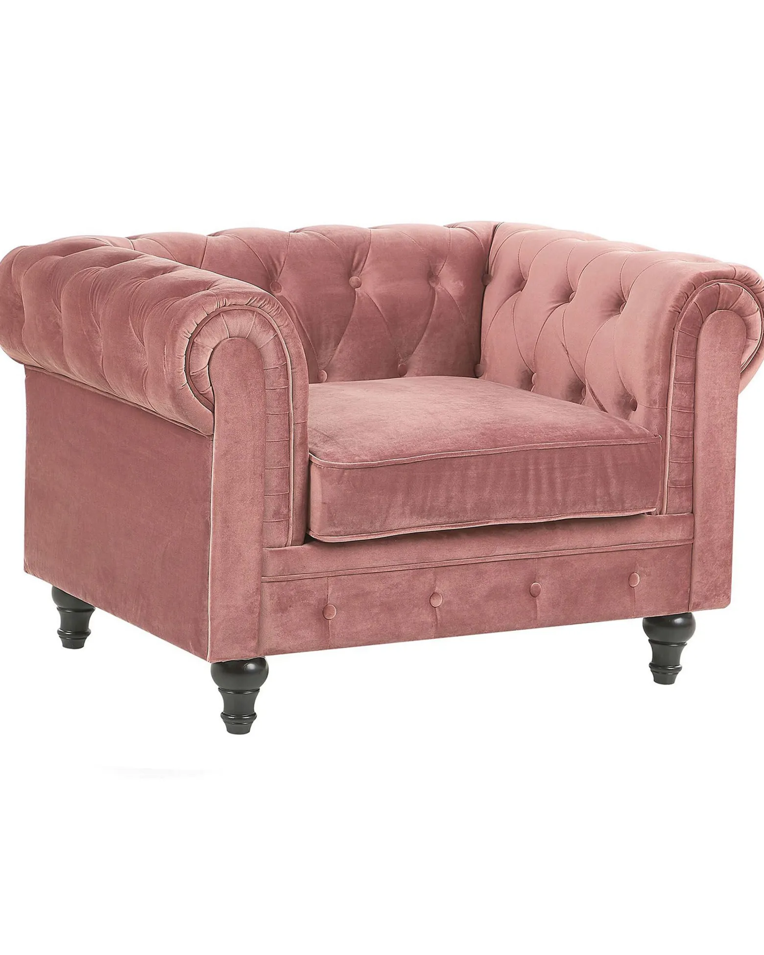 Fotel krzesło chesterfield welur różowy