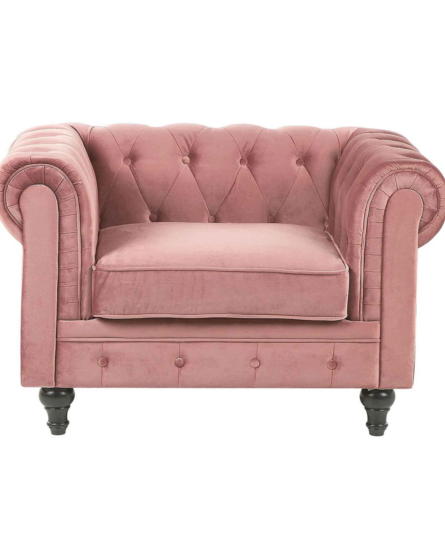 Fotel krzesło chesterfield welur różowy