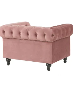 Fotel krzesło chesterfield welur różowy