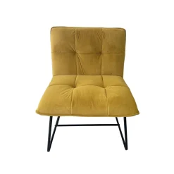 Fotel NELOX welurowy musztardowy 63x69x73 cm HOMLA