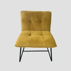 Fotel NELOX welurowy musztardowy 63x69x73 cm HOMLA