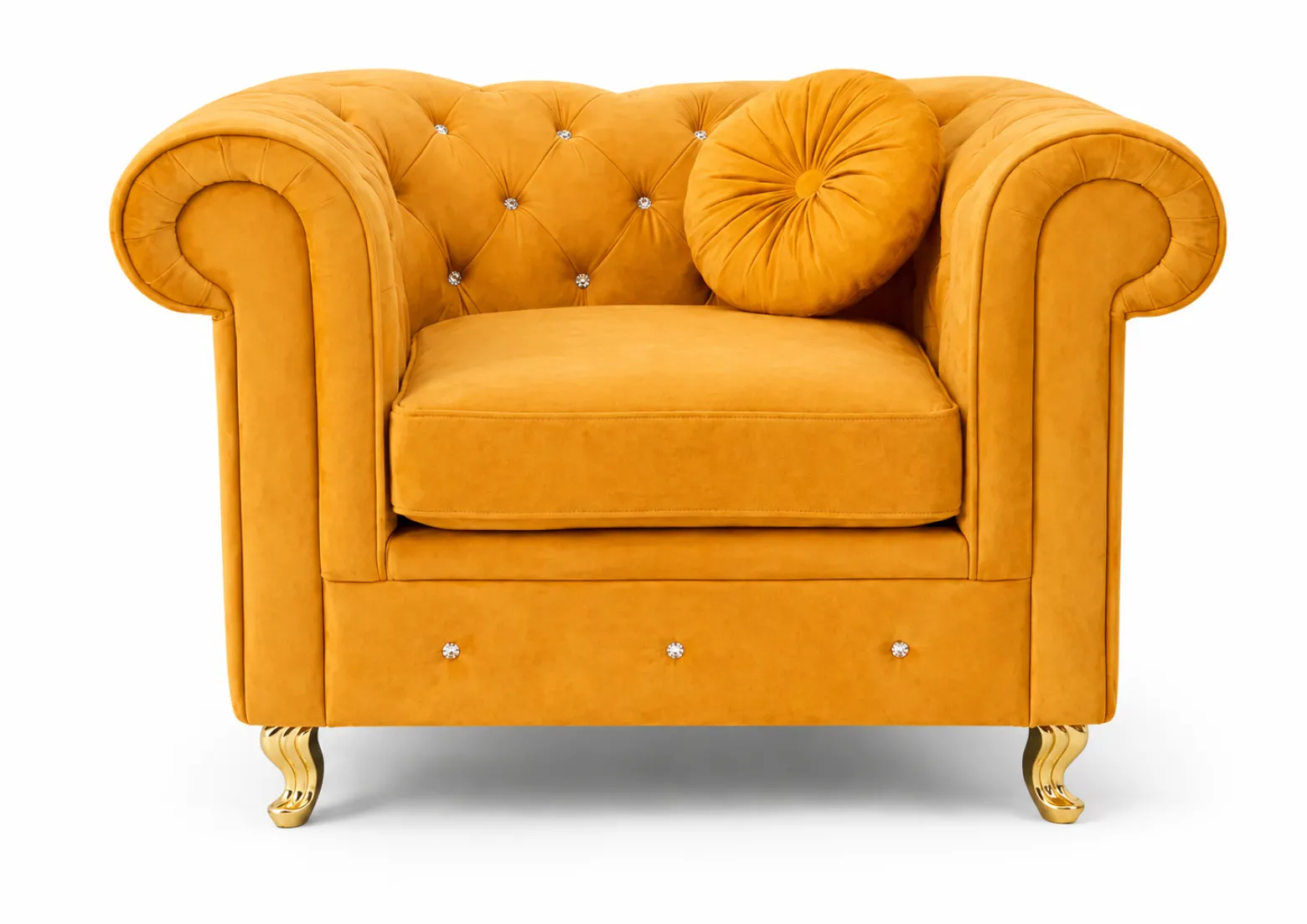 Fotel Prima pikowany Chesterfield glamour miodowy elegancki