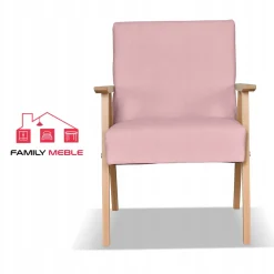Fotel PRL zestaw retro vintage SOLER Family Meble różowy welur Hunter
