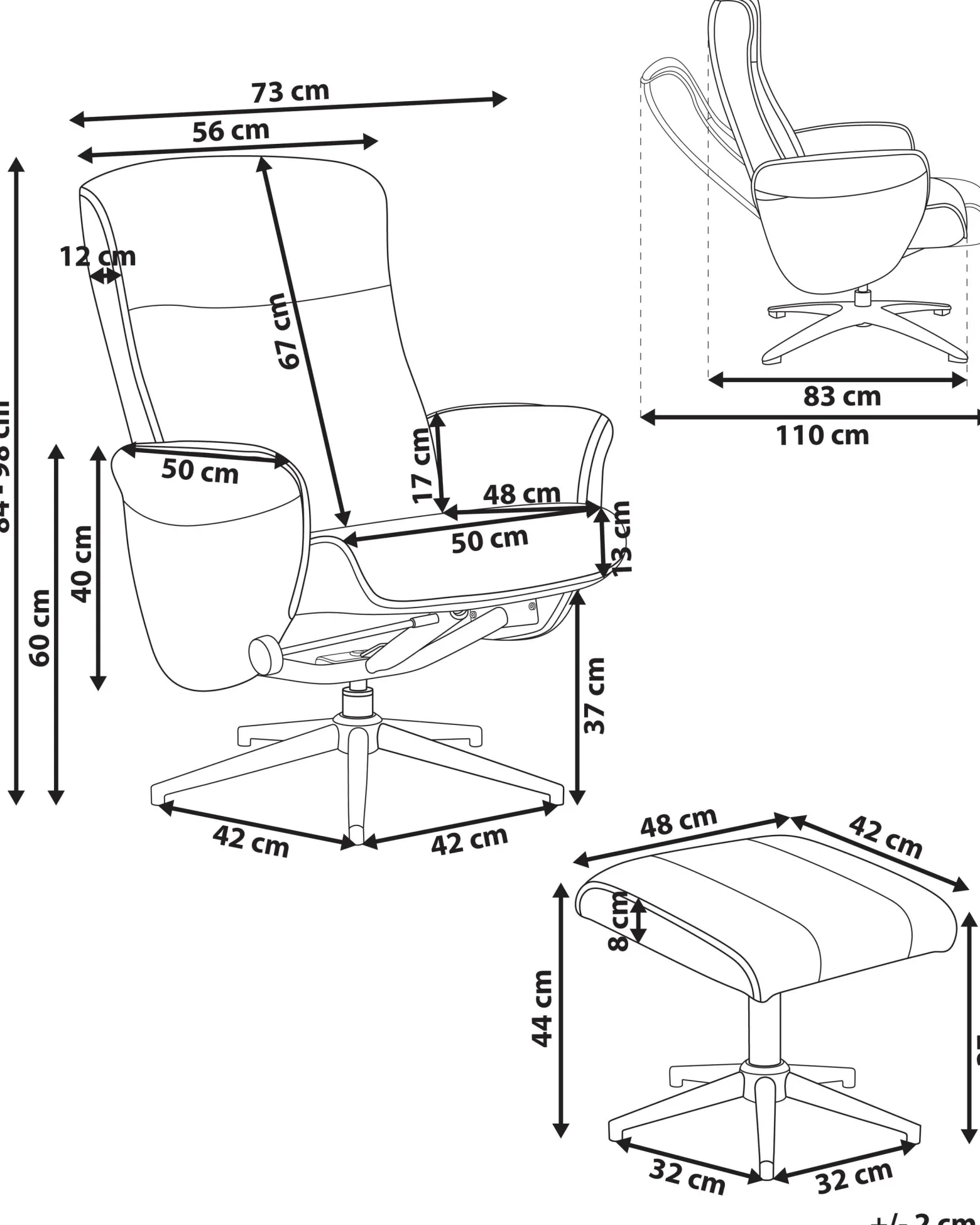 Fotel relaksacyjny podnóżek materiał boucle beżowy