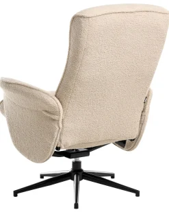 Fotel relaksacyjny podnóżek materiał boucle beżowy