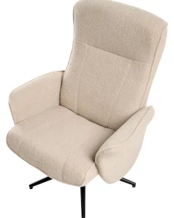 Fotel relaksacyjny podnóżek materiał boucle beżowy