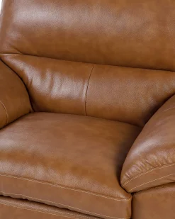 Fotel skóra naturalna poduchy brązowy