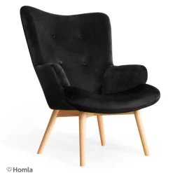 Fotel tapicerowany MOSS VELVET czarny