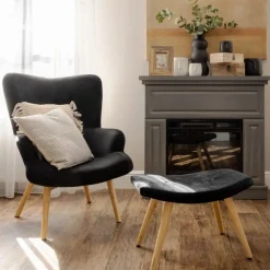 Fotel tapicerowany MOSS VELVET czarny