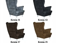 Fotel uszak bujany eko skóra Ari styl skandynawski CZARNY