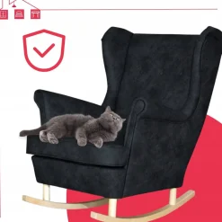 Fotel uszak bujany eko skóra Ari styl skandynawski CZARNY