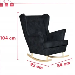 Fotel uszak bujany eko skóra Ari styl skandynawski CZARNY