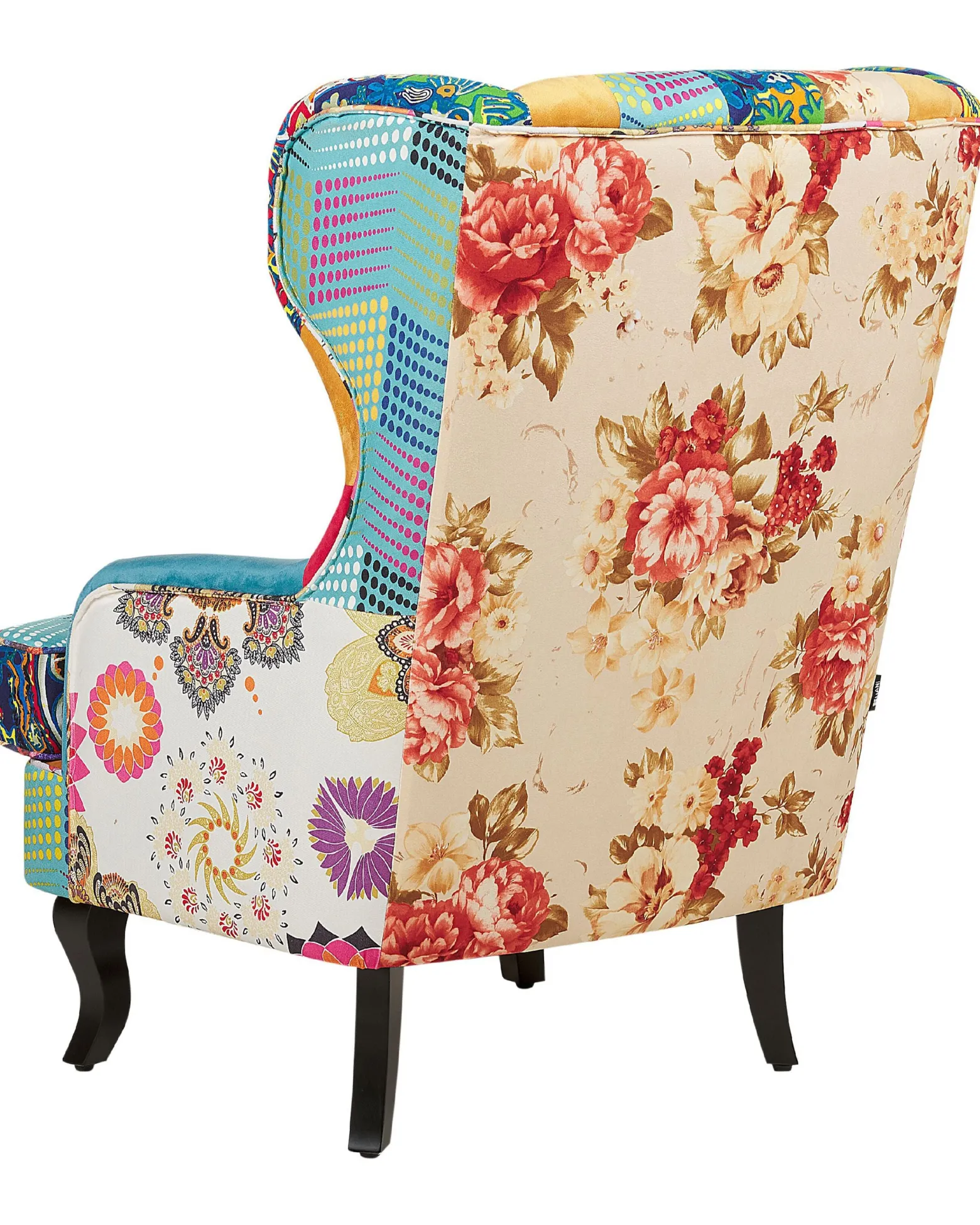 Fotel uszak patchwork wielokolorowy niebieski