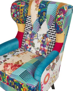 Fotel uszak patchwork wielokolorowy niebieski