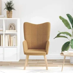 Fotel Wypoczynkowy Beżowy Tapicerowany Do Salonu Pokoju 62 x 67 x 95.5 cm