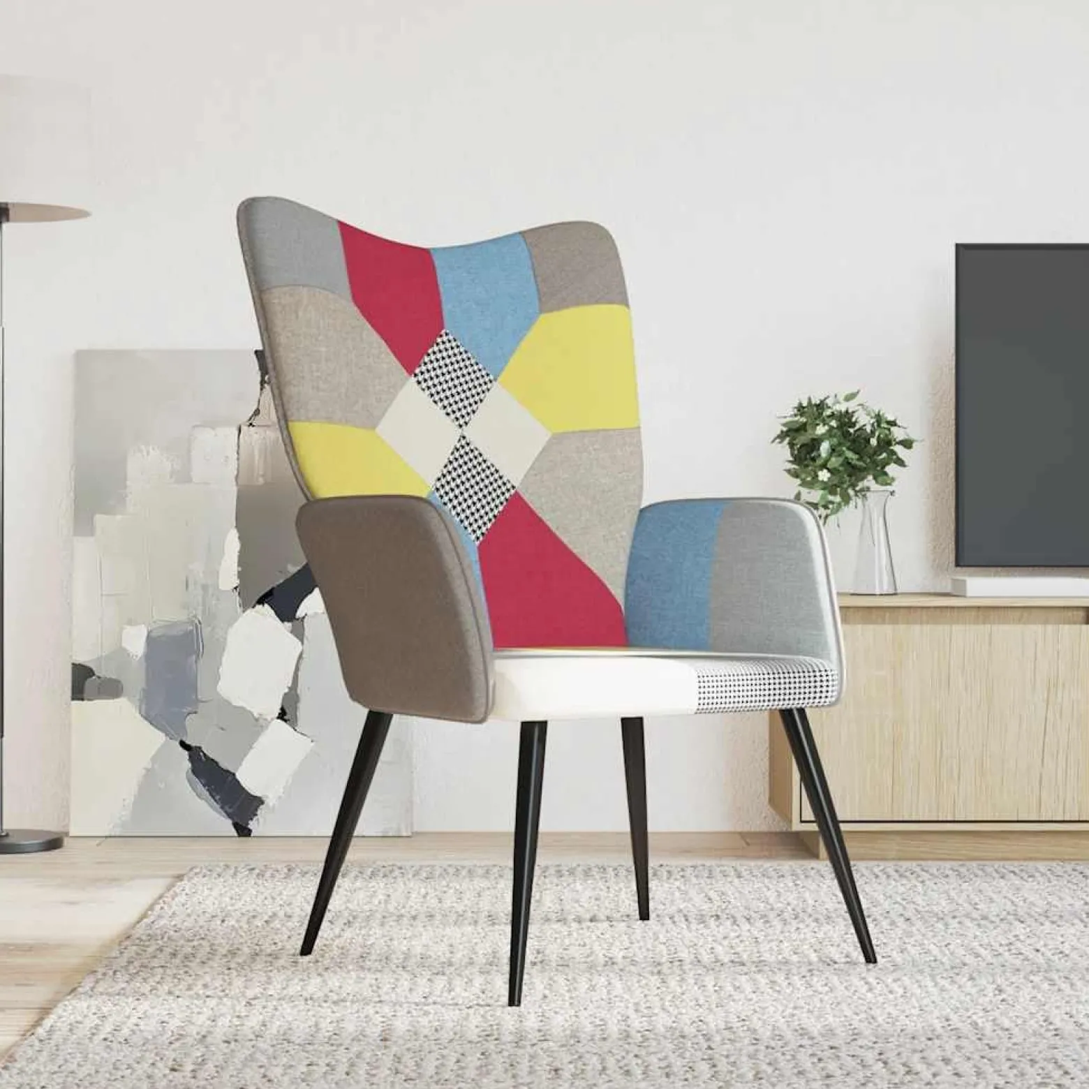 Fotel Wypoczynkowy Tapicerowany Patchwork Do Salonu Pokoju