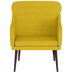 Fotel Wypoczynkowy Żółty Aksamit Tapicerowany Do Salonu Pokoju 63x76x80 cm