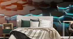 Fototapeta Czarne HEKSAGONY Kształty 3D 90x60cm