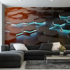 Fototapeta Czarne HEKSAGONY Kształty 3D 90x60cm