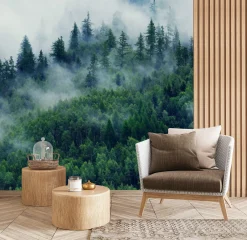Fototapeta Poranna Mgła W Górskim Lesie 3D 90x60cm