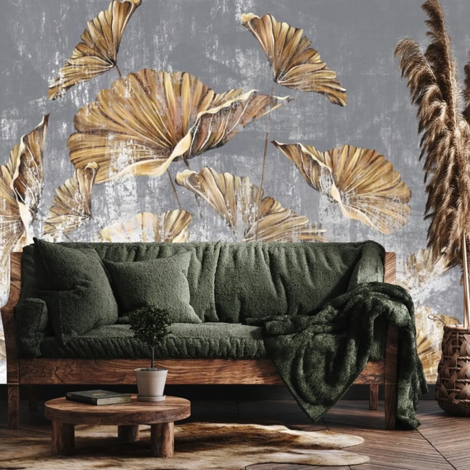 Fototapeta Abstrakcyjne złote liście 90x60cm