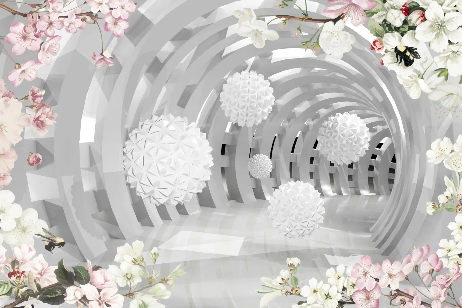 Fototapeta Abstrakcyjny Tunel Z Kulami 3D 90x60cm