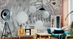 Fototapeta Abstrakcyjny Tunel Z Kulami 3D 90x60cm