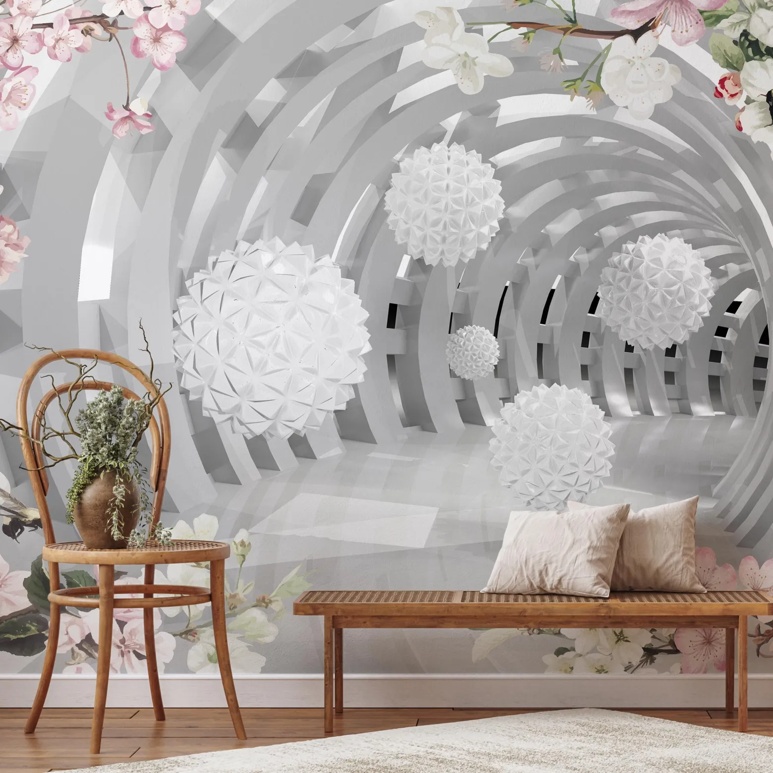 Fototapeta Abstrakcyjny Tunel Z Kulami 3D 90x60cm