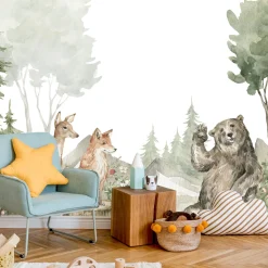 Fototapeta Akwarelowe zwierzęta leśne 90x60cm