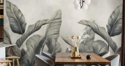 Fototapeta Ścienna Liście Bananowca Na Betonie 90x60cm