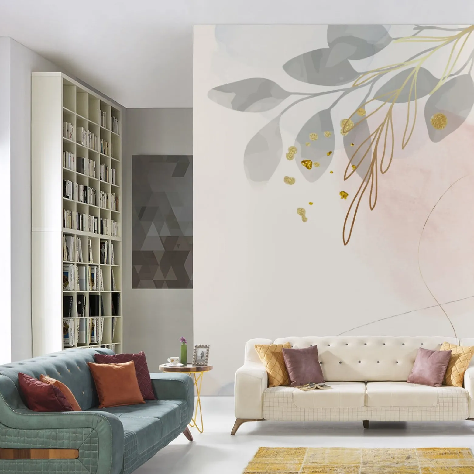 Fototapeta Ścienna Złote LIŚCIE Akwarela 90x60cm